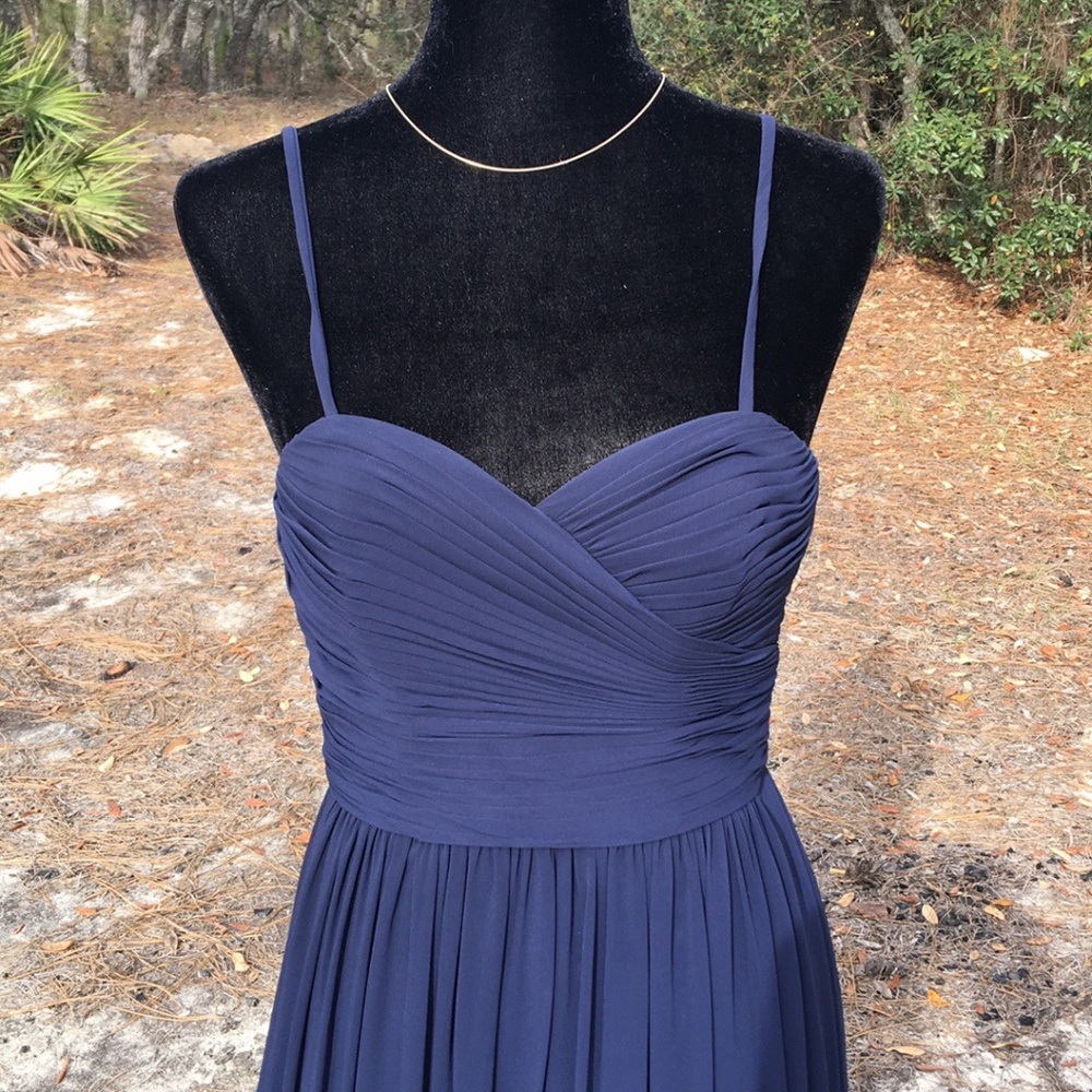 DONATED!! Navy Crinkle Chiffon dress w/sweetheart - Picture 5 of 8